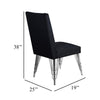 Zoe Dining Side Chair Set of 2 | Black Velvet Upholstery | Chrome Legs