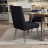 Zoe Dining Side Chair Set of 2 | Black Velvet Upholstery | Chrome Legs