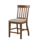 Counter Height Chair Set of 2 | Brown Slatted Back | Gray Polyester