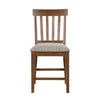 Counter Height Chair Set of 2 | Brown Slatted Back | Gray Polyester