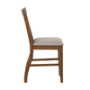 Counter Height Chair Set of 2 | Brown Slatted Back | Gray Polyester