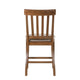 Counter Height Chair Set of 2 | Brown Slatted Back | Gray Polyester