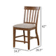 Counter Height Chair Set of 2 | Brown Slatted Back | Gray Polyester