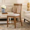 Counter Height Chair Set of 2 | Brown Slatted Back | Gray Polyester