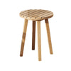 Heya Outdoor Side End Table | 20" Slatted Round Top | Natural Brown