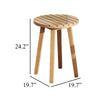 Heya Outdoor Side End Table | 20" Slatted Round Top | Natural Brown