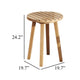 Heya Outdoor Side End Table | 20" Slatted Round Top | Natural Brown