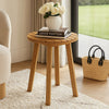 Heya Outdoor Side End Table | 20" Slatted Round Top | Natural Brown