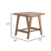 Outdoor Side End Table | 24" Slatted Top | Natural Brown Acacia Wood