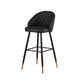 Oby Bar Height Chair Set of 2 | Tufted Black Vegan Leather | Angled Legs