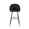 Oby Bar Height Chair Set of 2 | Tufted Black Vegan Leather | Angled Legs