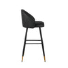 Oby Bar Height Chair Set of 2 | Tufted Black Vegan Leather | Angled Legs