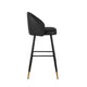 Oby Bar Height Chair Set of 2 | Tufted Black Vegan Leather | Angled Legs