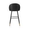 Oby Bar Height Chair Set of 2 | Tufted Black Vegan Leather | Angled Legs