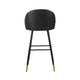 Oby Bar Height Chair Set of 2 | Tufted Black Vegan Leather | Angled Legs