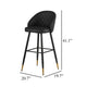 Oby Bar Height Chair Set of 2 | Tufted Black Vegan Leather | Angled Legs