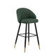 Oby Bar Height Chair Set of 2 | Tufted Green Vegan Leather | Angled Legs