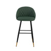 Oby Bar Height Chair Set of 2 | Tufted Green Vegan Leather | Angled Legs