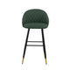 Oby Bar Height Chair Set of 2 | Tufted Green Vegan Leather | Angled Legs