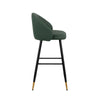 Oby Bar Height Chair Set of 2 | Tufted Green Vegan Leather | Angled Legs