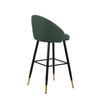 Oby Bar Height Chair Set of 2 | Tufted Green Vegan Leather | Angled Legs