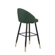 Oby Bar Height Chair Set of 2 | Tufted Green Vegan Leather | Angled Legs