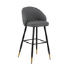 Oby Bar Height Chair Set of 2 | Tufted Gray Vegan Leather | Angled Legs