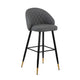 Oby Bar Height Chair Set of 2 | Tufted Gray Vegan Leather | Angled Legs