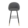 Oby Bar Height Chair Set of 2 | Tufted Gray Vegan Leather | Angled Legs