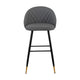 Oby Bar Height Chair Set of 2 | Tufted Gray Vegan Leather | Angled Legs