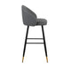 Oby Bar Height Chair Set of 2 | Tufted Gray Vegan Leather | Angled Legs