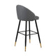 Oby Bar Height Chair Set of 2 | Tufted Gray Vegan Leather | Angled Legs