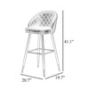 Oby Bar Height Chair Set of 2 | Tufted Gray Vegan Leather | Angled Legs