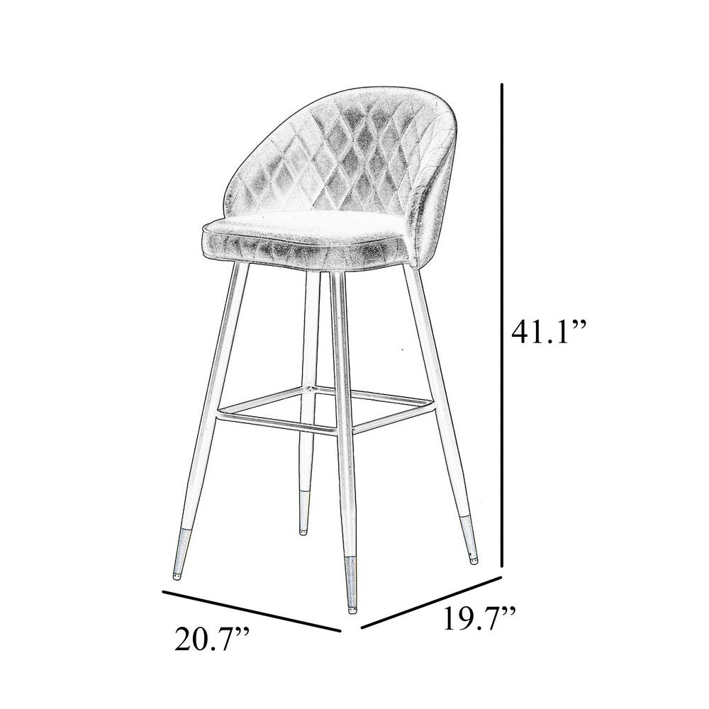 Oby Bar Height Chair Set of 2 | Tufted Gray Vegan Leather | Angled Legs