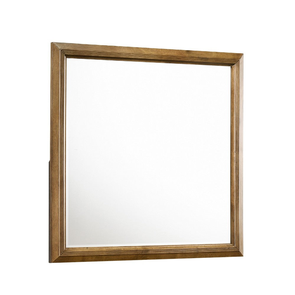 Tey Vanity Dresser Mirror | Honey Brown | Solid Rubberwood 39"