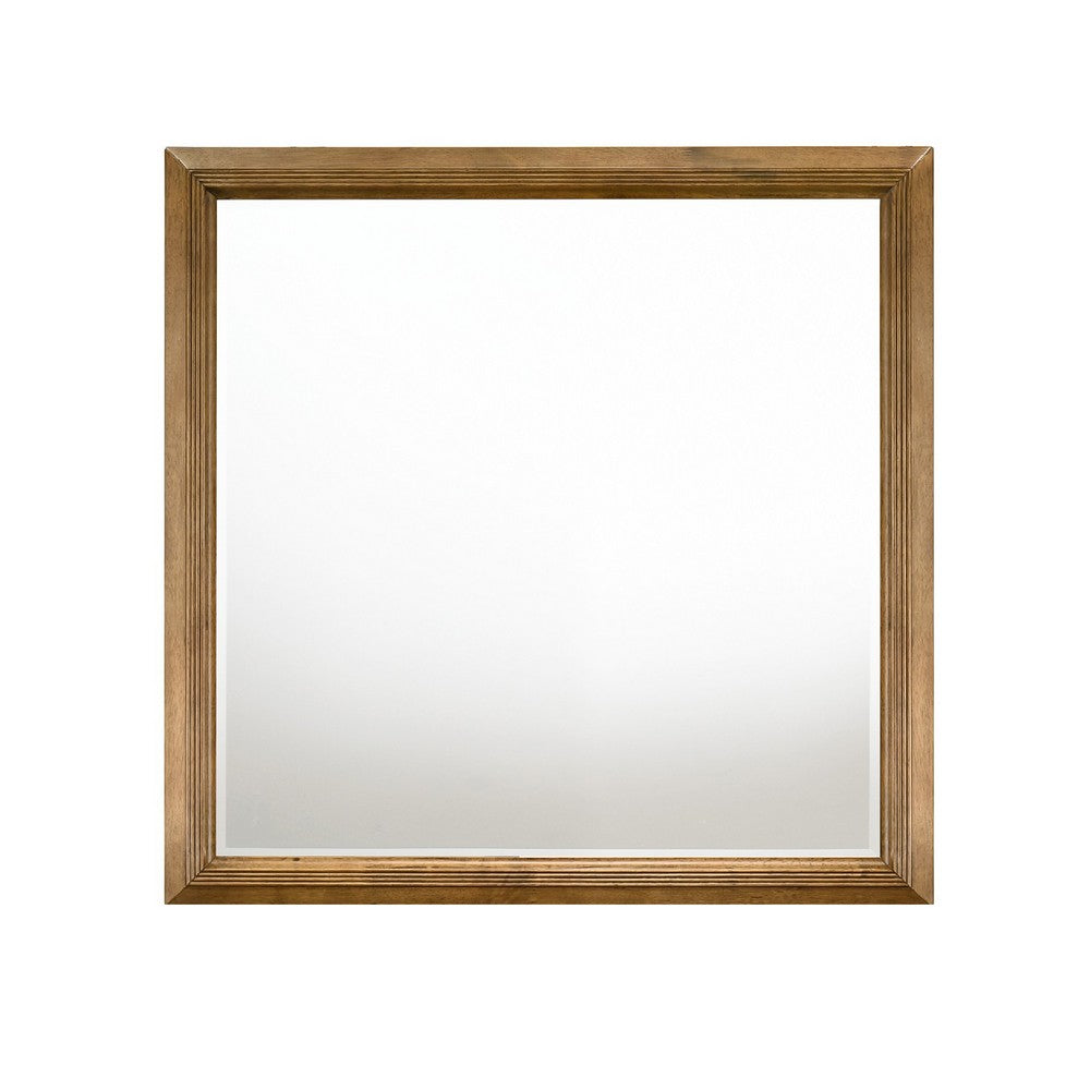 Tey Vanity Dresser Mirror | Honey Brown | Solid Rubberwood 39"