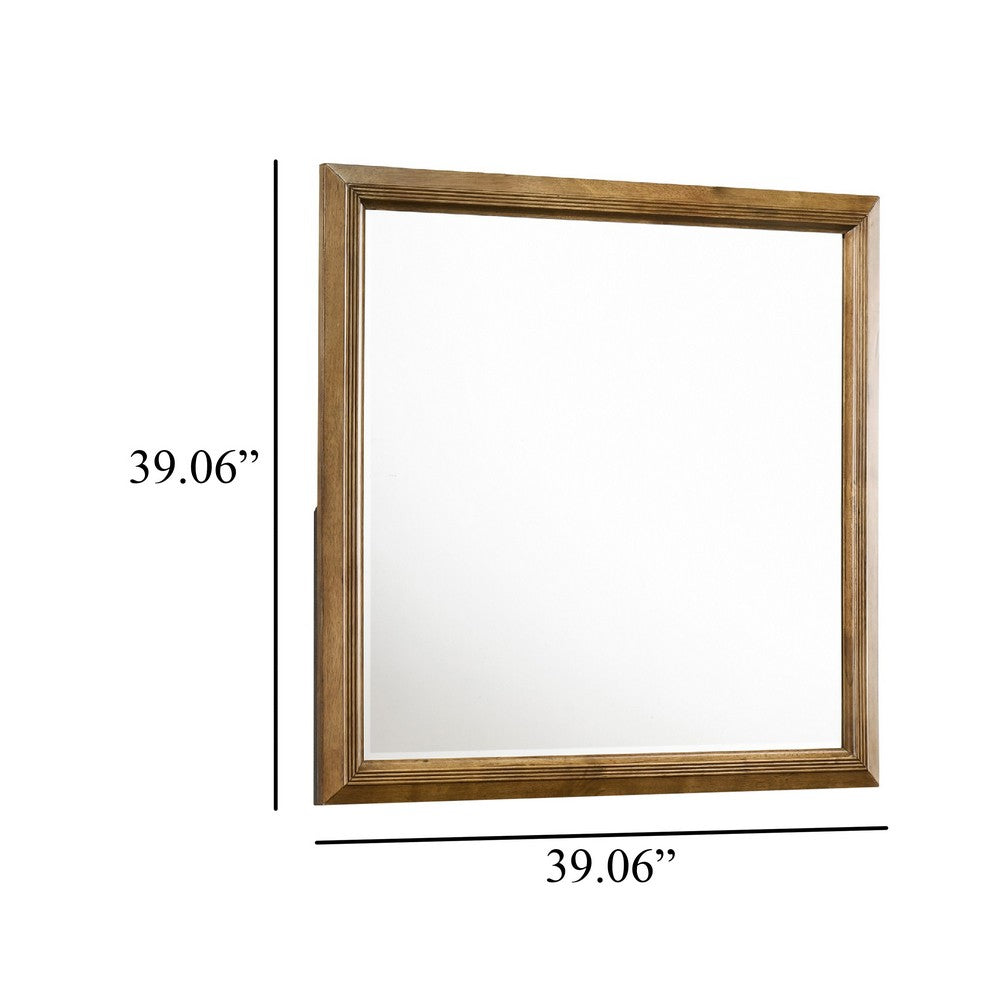 Tey Vanity Dresser Mirror | Honey Brown | Solid Rubberwood 39"