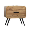 Wea Bed Side End Table | 1 Drawer | Black Angled Legs | Natural Oak Brown