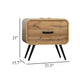 Wea Bed Side End Table | 1 Drawer | Black Angled Legs | Natural Oak Brown