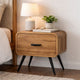 Wea Bed Side End Table | 1 Drawer | Black Angled Legs | Natural Oak Brown