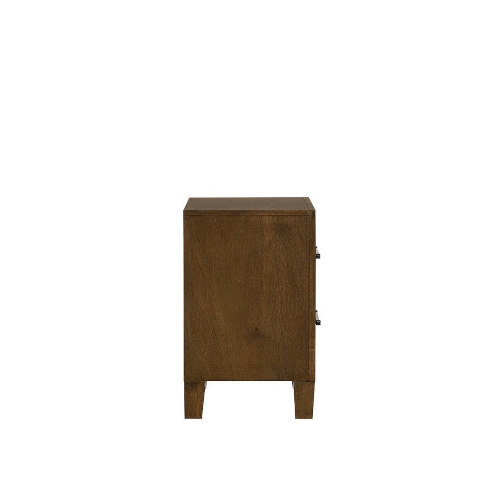 Lary Nightstand | 2 Drawers | Rustic Farmhouse Walnut Brown Finish
