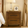 Lary Nightstand | 2 Drawers | Rustic Farmhouse Walnut Brown Finish