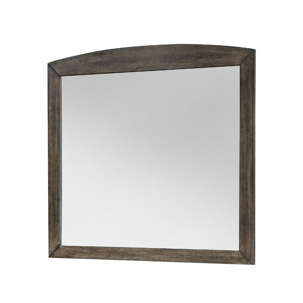 Roxy Dresser Mirror | Curved Top | Rustic Walnut Brown Solid Rubberwood