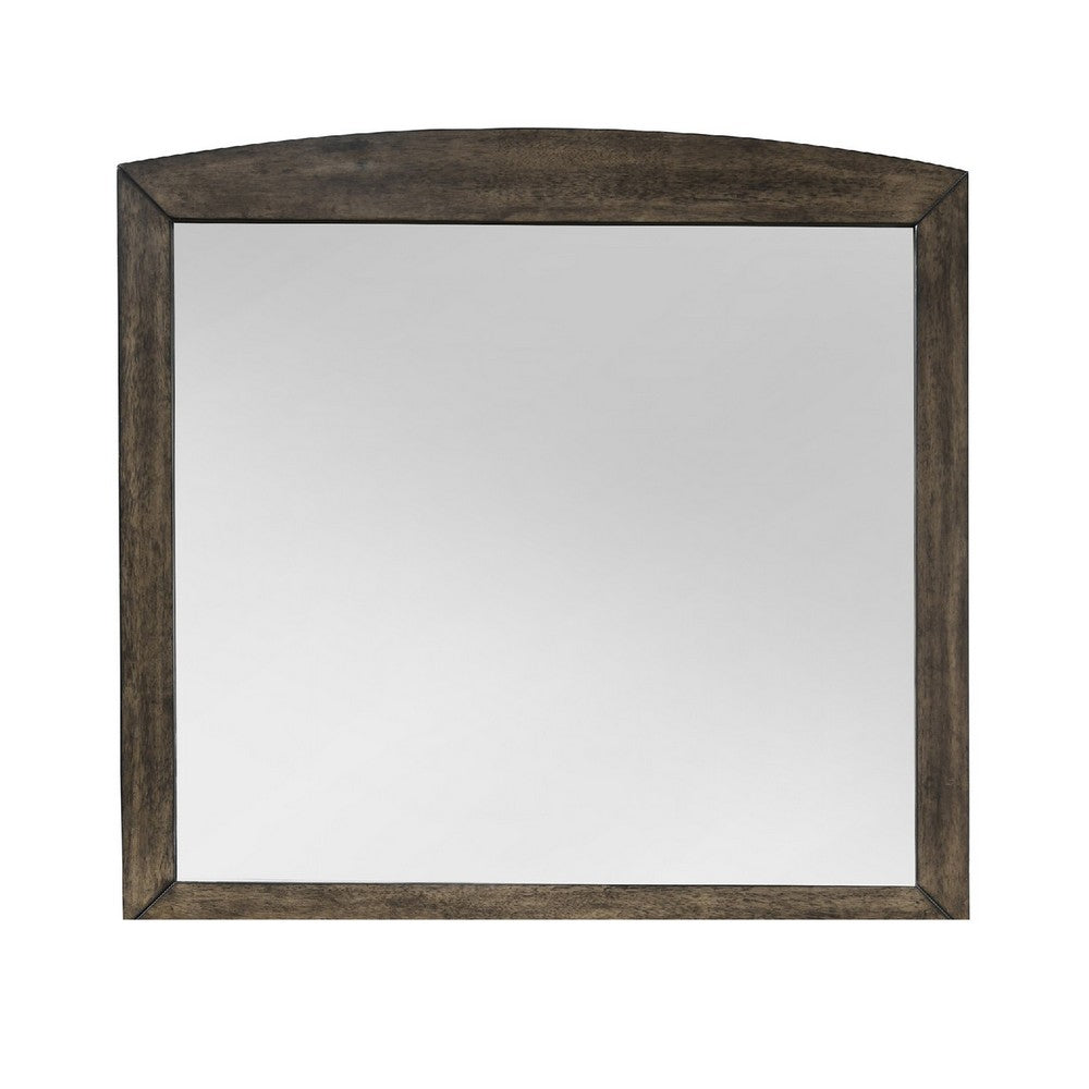 Roxy Dresser Mirror | Curved Top | Rustic Walnut Brown Solid Rubberwood
