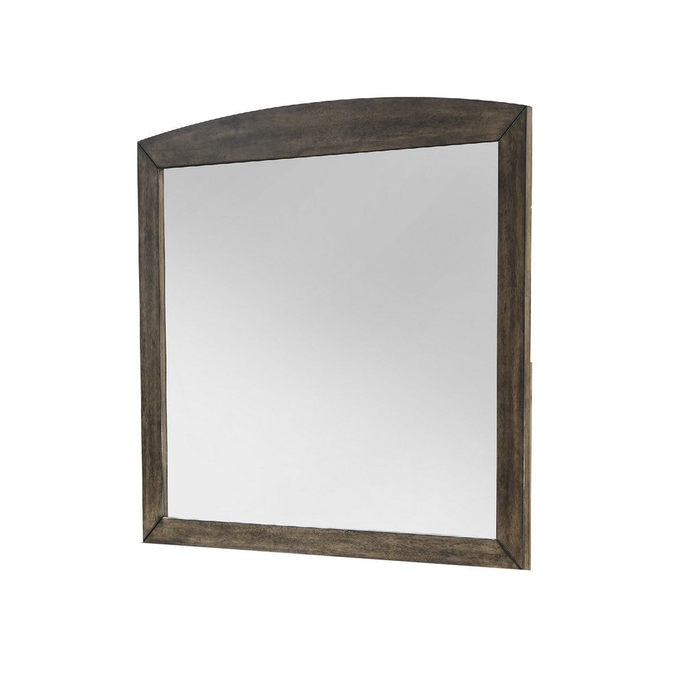 Roxy Dresser Mirror | Curved Top | Rustic Walnut Brown Solid Rubberwood