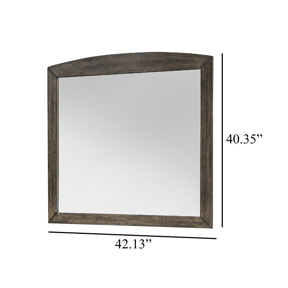 Roxy Dresser Mirror | Curved Top | Rustic Walnut Brown Solid Rubberwood