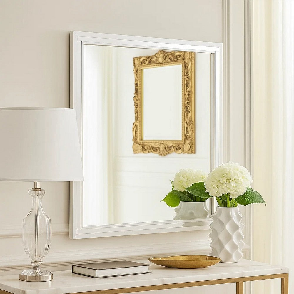 Ruo Dresser Mirror | 40" Square Frame | Low Distortion | Glossy White
