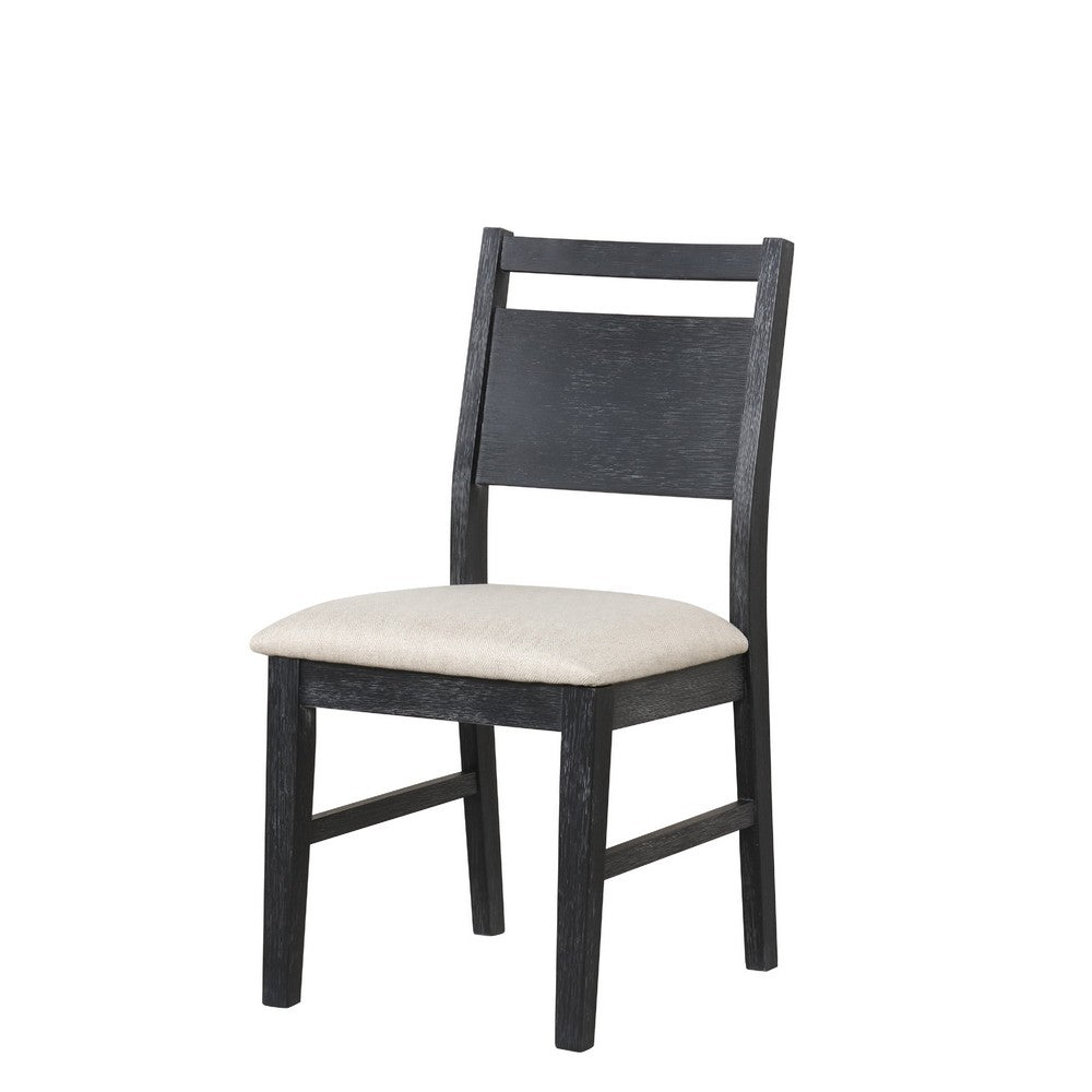 Saby Dining Side Chair Set of 2 | White Padded Seat | Black Frame