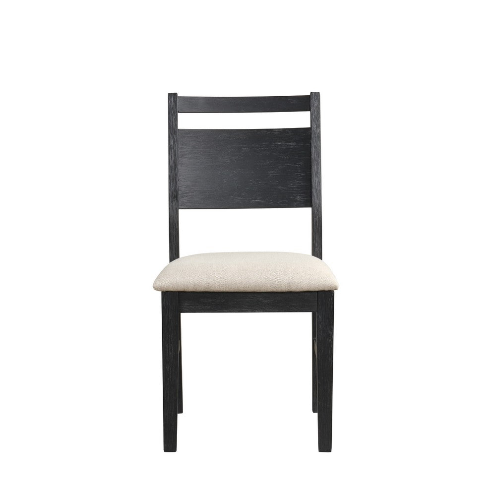 Saby Dining Side Chair Set of 2 | White Padded Seat | Black Frame