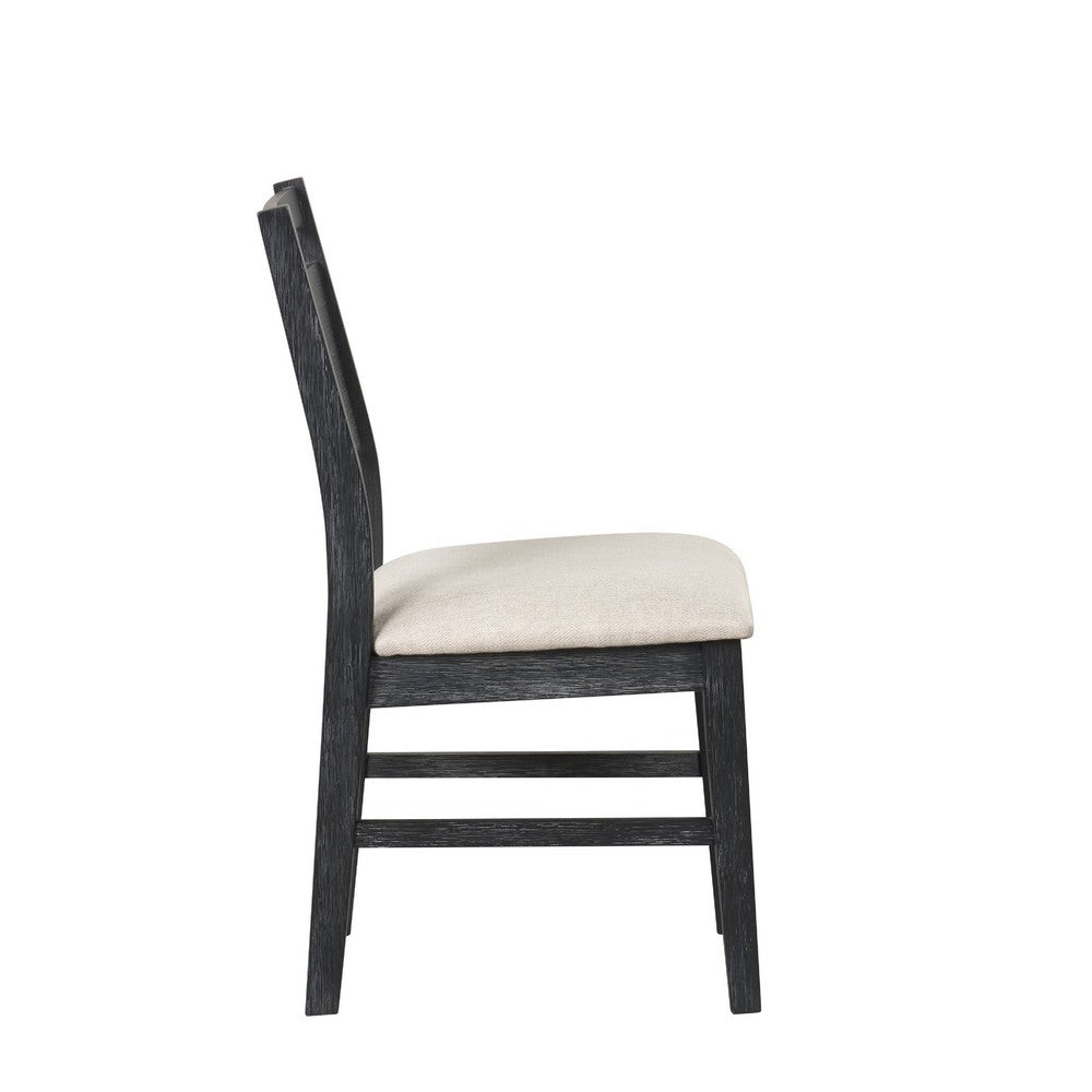 Saby Dining Side Chair Set of 2 | White Padded Seat | Black Frame